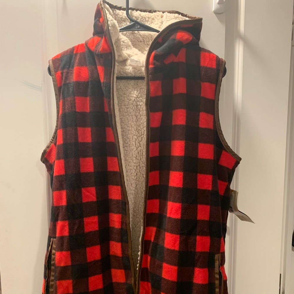 Buffalo Plaid Flannel Sherpa Vest